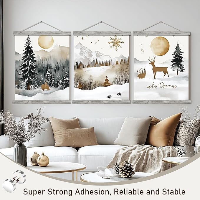Artmag Magnetic Poster Hanger Frame, Light Wood Wooden Magnet Canvas Artwork - Image 6