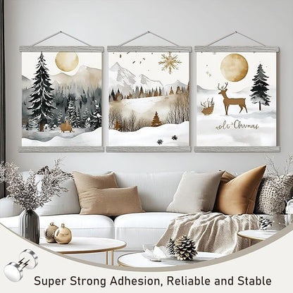 Artmag Magnetic Poster Hanger Frame, 9x24 9x12 9x11 Light Wood Wooden Magnet - Image 6
