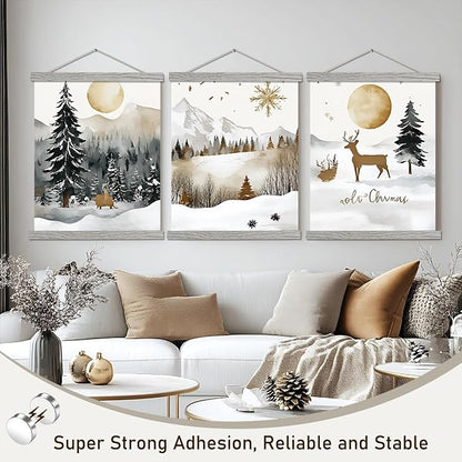 Artmag Magnetic Poster Hanger Frame, 28x22 28x40 28x29 Light Wood Wooden Magnet - Image 6