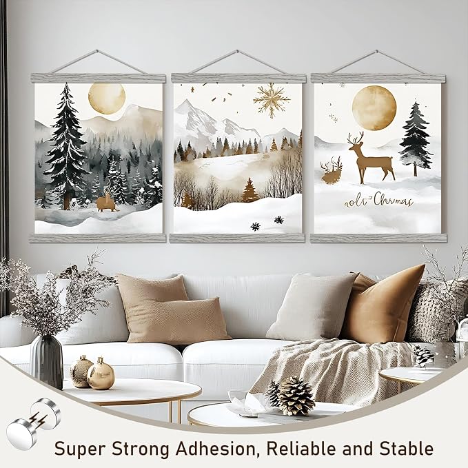 Artmag Magnetic Poster Hanger Frame, 22x34 22x28 22x30 Light Wood Wooden Magnet - Image 6