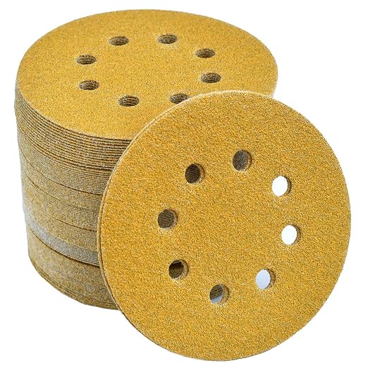 5-Inch 8-Hole Hook and Loop Sanding Discs 60-Grit Random Orbit Sandpaper by Aiyard
