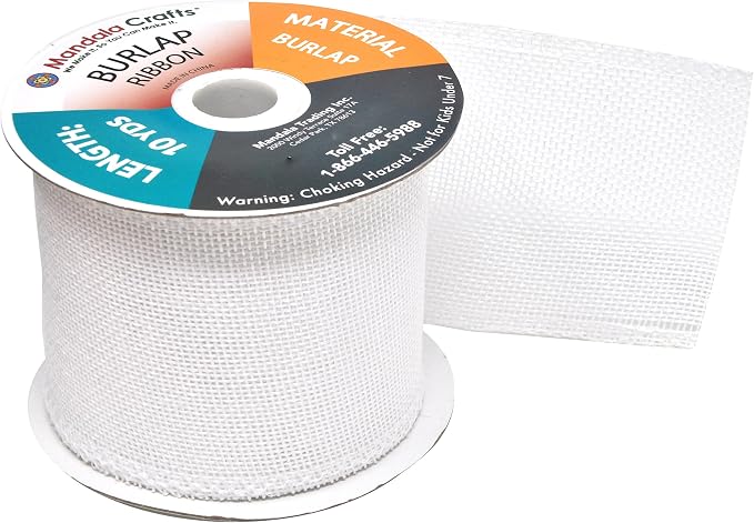 Mandala Crafts White Burlap Ribbon 3 Inches Wide Jute Ribbons - Image 4