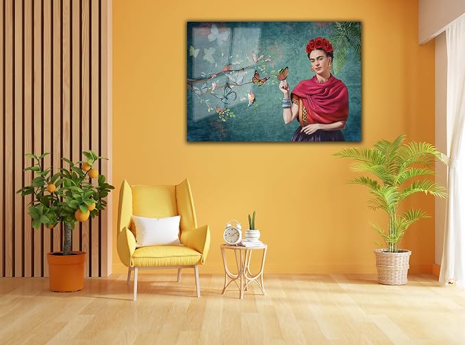 SpiritualHands Frida Kahlo Glasss Wall Art Print, Home Decor Glass Wall Art - Image 5