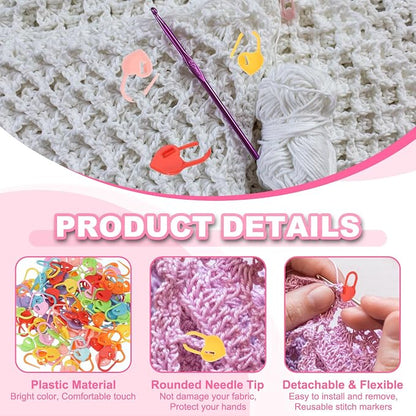 uxcell 400pcs Stitch Markers for Crocheting, Heart Shaped Crochet Marker Needle - Image 3