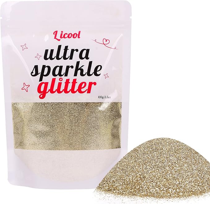 Holographic Fine Glitter, 100g/3.5oz Extra Fine Glitters Powder Packs by LICOOL+GLITTER