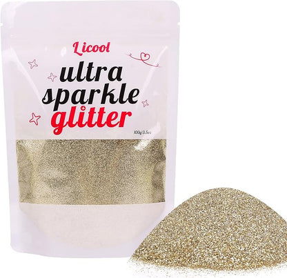 Holographic Fine Glitter, 100g/3.5oz Extra Fine Glitters Powder Packs by LICOOL+GLITTER