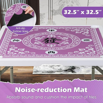 Giantex Folding Mahjong Table, Removable Noise Reduction Mat, HDPE Tabletop - Image 2