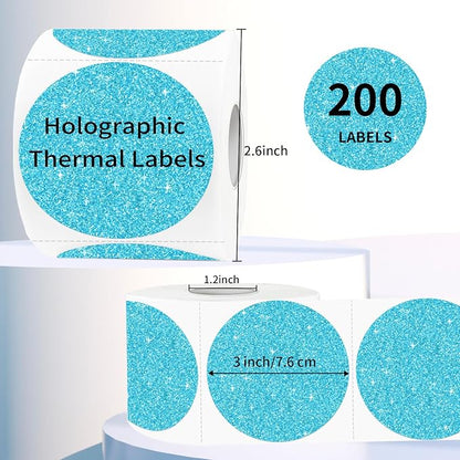 3" Holographic Thermal Label Stickers, Round Direct Thermal Label Stickers - Image 2