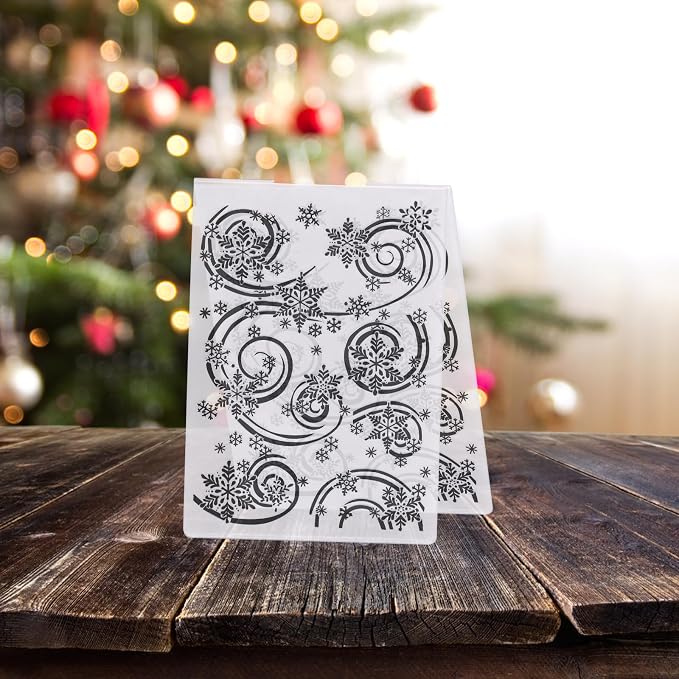 Threetols 3-D Textured Christmas Embossing Folder, Snowflake Background - Image 5