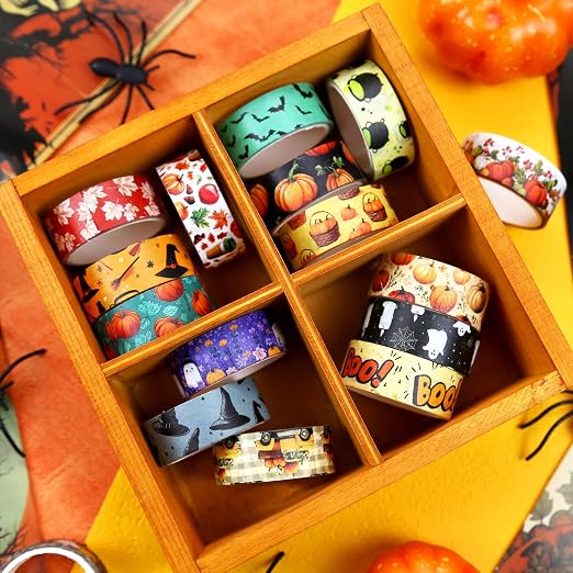 Halloween Washi Tape Set 16 Rolls, Fall & Spooky Decorative Tape, Autumn Washi - Image 7