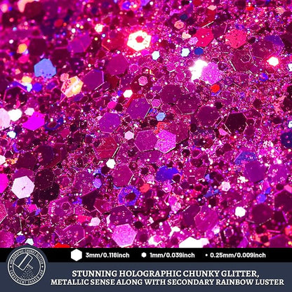 LEOBRO Red Glitter, 160G/5.64OZ Holographic Chunky Glitter - Image 3