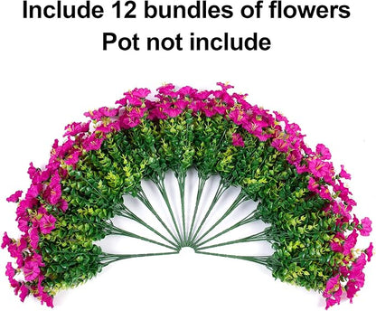 Artificial Flowers Fake Plants for Outdoors Decoration, 12 Bundles Silk Morning - Image 5