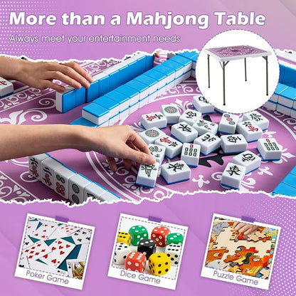 Giantex Folding Mahjong Table, Removable Noise Reduction Mat, HDPE Tabletop - Image 4