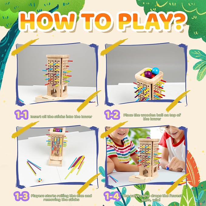 Montessori Wooden Board Games for Kids 3-8 Years, 3 in 1 of Playing, Math - Image 3