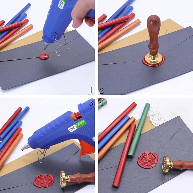 SWANGSA 20 Pieces Glue Gun Sealing Wax Sticks Metallic Gold Red Green Blue - Image 4