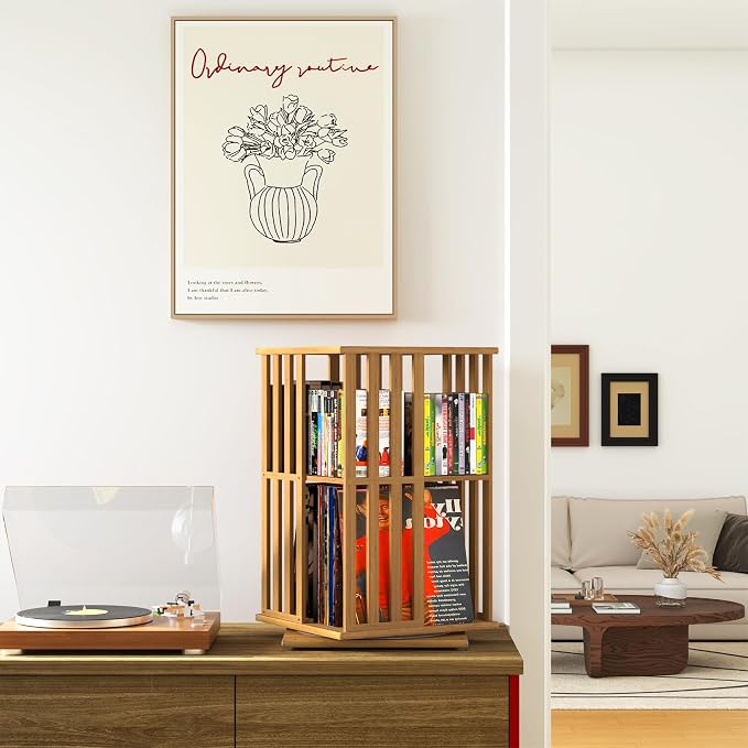 XIMN 360° Rotating Bamboo CD/DVD Shelf - Image 2