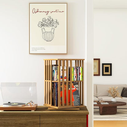 XIMN 360° Rotating Bamboo CD/DVD Shelf - Image 2