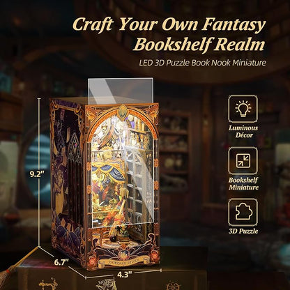3D Wood Puzzle Book Nook Kit, Fantasy Store Bookshelf Insert - Image 2