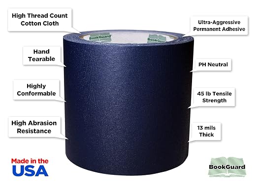 BookGuard 4 inch Premium Bookbinding Repair Cloth Tape, 15 Yard Roll - Image 2