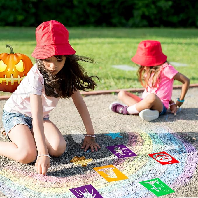 24 Pieces for Kids, Large Drawing Chalk, 8 Inches Washable Shape Template Kit - Image 5