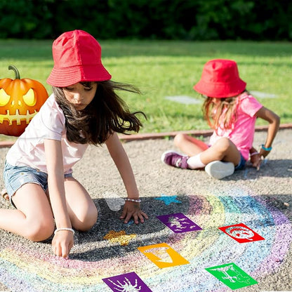 24 Pieces for Kids, Large Drawing Chalk, 8 Inches Washable Shape Template Kit - Image 5