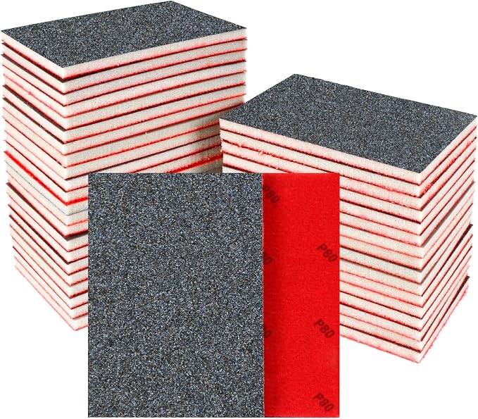24 Pcs Sanding Sponge 80 Grit, Washable & Reusable Sanding Blocks by Pukamam