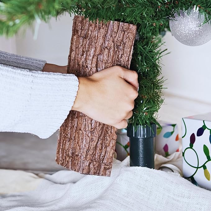 Realistic Faux Brown Bark Xmas Tree Skirt Hides Fake Pole, By Christmas Tree by TheChristmasTreeHugger