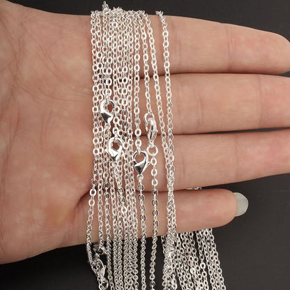 ALEXCRAFT Wholesale 12 PCS Silver Plated Brass Flat Cable Chains Bulk - Image 2
