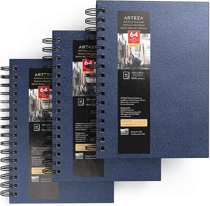 ARTEZA Watercolor Sketchbook Set, 64 Pages per Book, 5.5 x 8.5 Inches, - Image 3