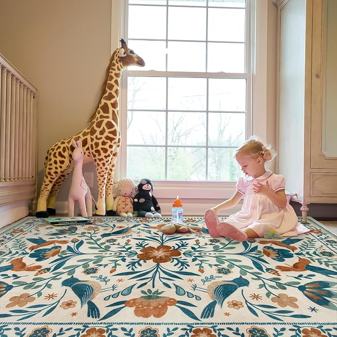 Morebes Washable Floral 8x10 Area Rugs - Image 2