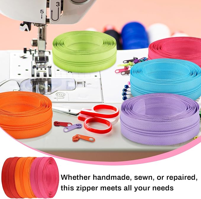 DOITEM 31 Yards 10 Pieces Sewing Zippers #3 Nylon Coil Zippers 10 Colors - Image 5