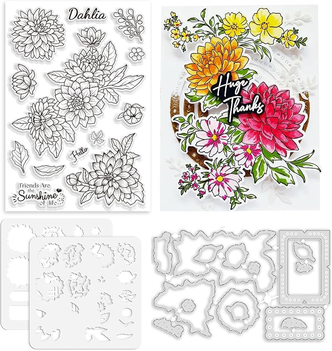 ORIGACH Realistic Dahlia Layering Stencils Set by ORIGACH