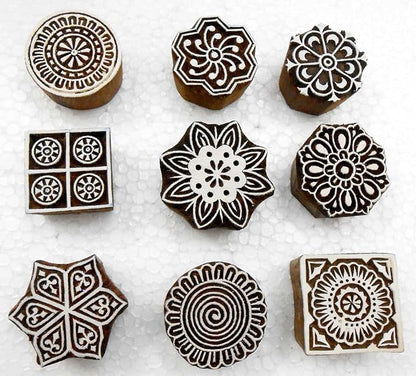 Handcarved Wooden Block Printing Stamps by CraftsofIndia