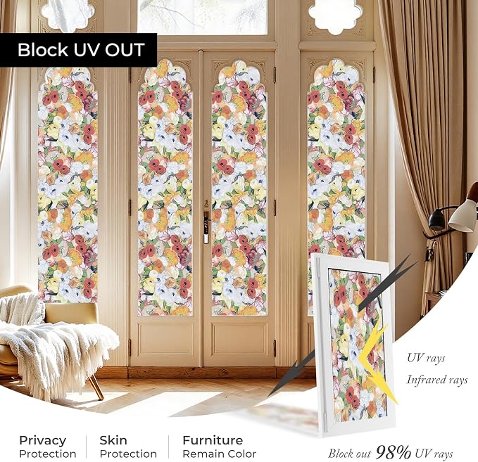 Window Privacy Film, Frosted Glass Decorative Static Cling, Removable Sun - Image 5