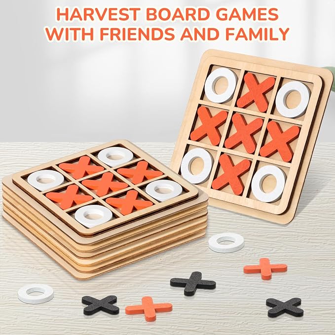 Libima 12 Pcs Wooden Tic Tac Toe Game Mini Family Board Games Classical Puzzle - Image 4