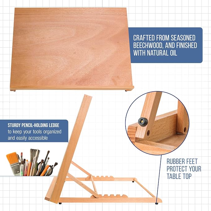 U.S. Art Supply X-Large 25-5/8" x 19" Adjustable Wood Art Drawing Board - Image 4