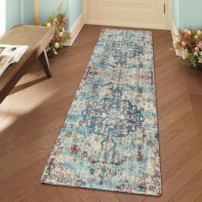 Lahome Bohemian Floral Medallion Runner Rug by Lahome