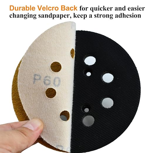 5-Inch 8-Hole Hook and Loop Sanding Discs 60-Grit Random Orbit Sandpaper - Image 4