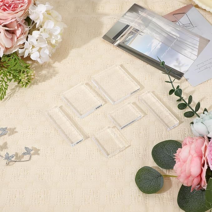 6 Pcs Acrylic Stamping Block Square Clear Stamping Block Tools - Image 3