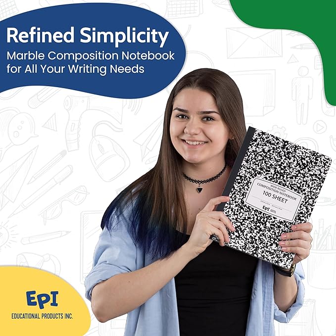 EPI Marble Hardcover Wide Ruled Composition Notebook | 200 Pages, 9.75 x 7.5 in - Image 6