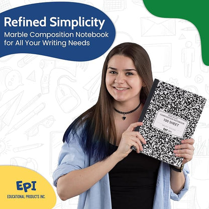 EPI Marble Hardcover Wide Ruled Composition Notebook | 200 Pages, 9.75 x 7.5 in - Image 6