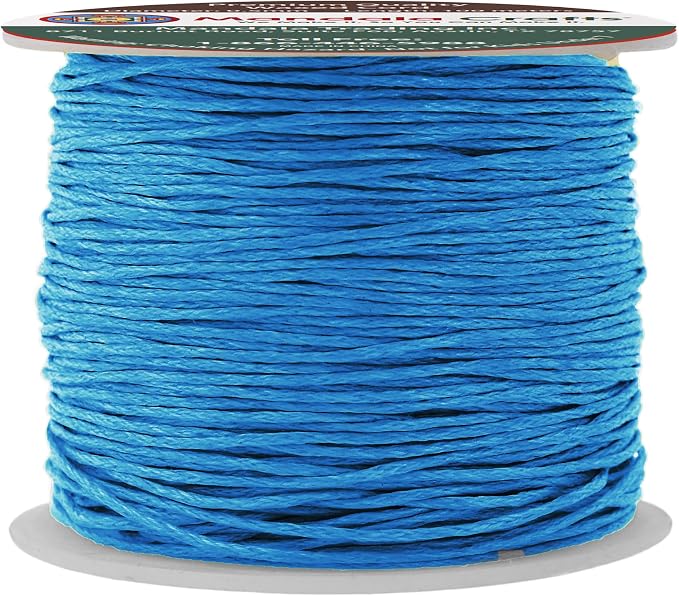 Mandala Crafts 0.5mm 109 Yards Deep Sky Blue Cotton Waxed Cord by MandalaCrafts