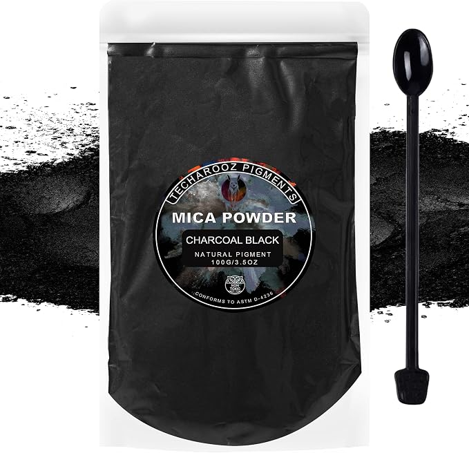 Charcoal Black Mica Powder for Epoxy Resin 100g / 3.5oz. Sealed Bag by TECHAROOZ