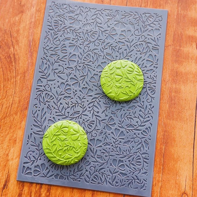 Arbuya Swirls Flowers Blossom Polymer Clay Texture Mat - Image 2