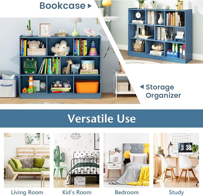 Giantex 8 Cube Bookcase, Freestanding 3-Tier Open Bookshelf, Modern Storage - Image 6