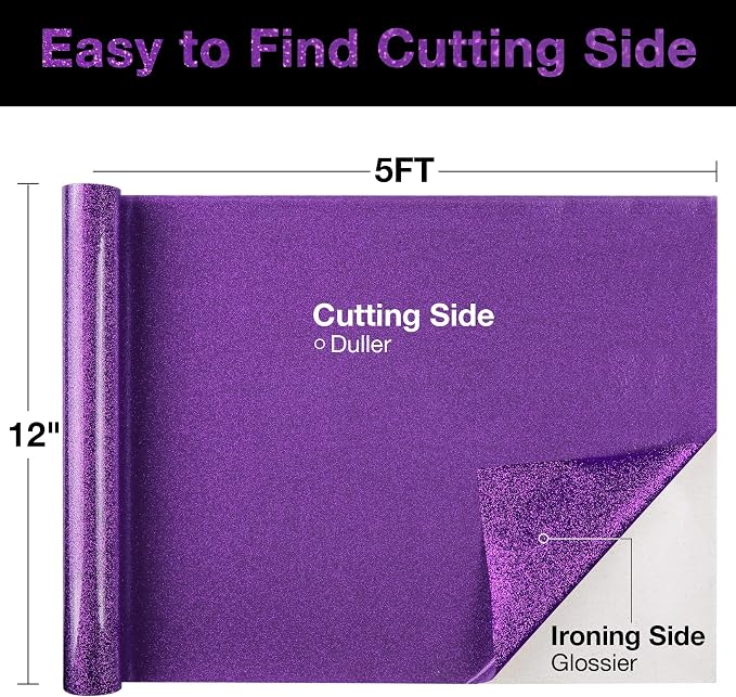 TORC Purple Glitter HTV Heat Transfer Vinyl Roll 12 inch x 10 ft Iron on Vinyl - Image 2