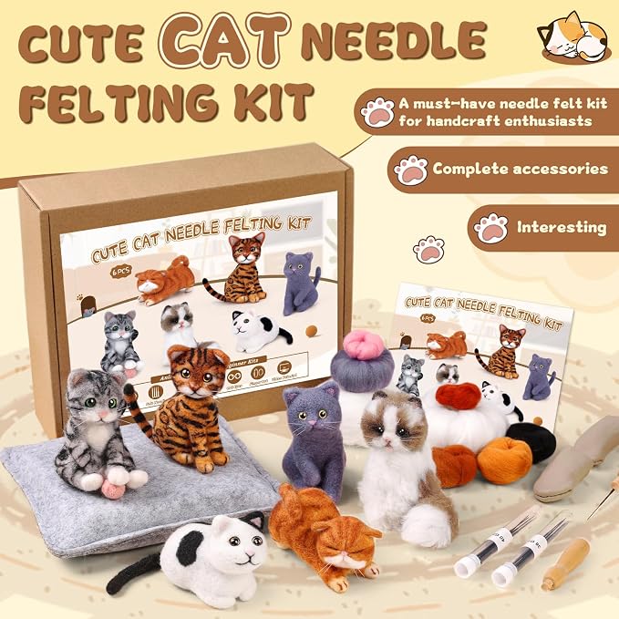 Mayboos 6 Pcs Needle Felting Kit, Animal Needle Felting Beginner Kits Wool Felt - Image 7