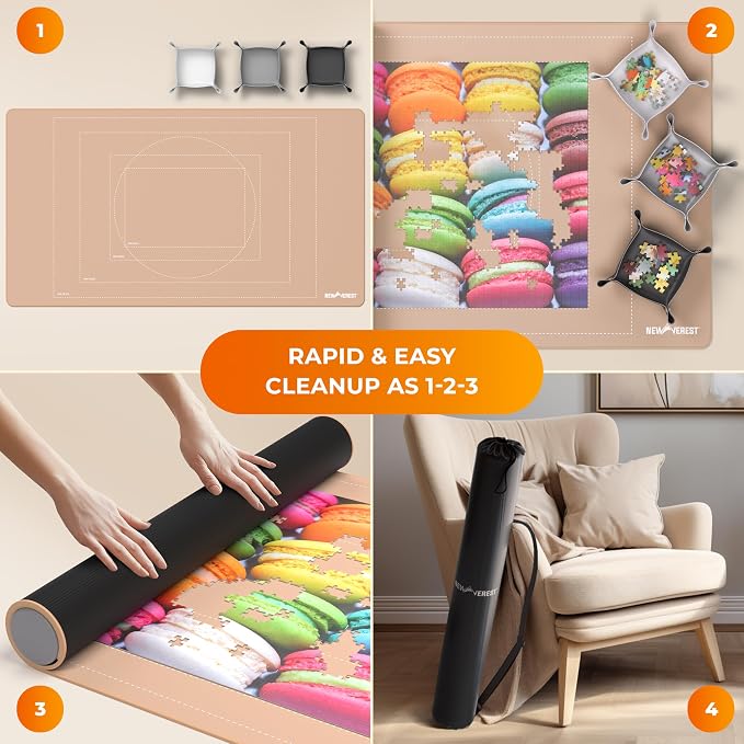 The Original Newverest Jigsaw Puzzle Mat Roll Up, Rose Gold, 46” x 26” Portable - Image 6
