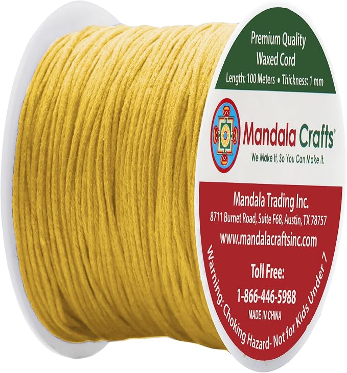 Mandala Crafts 1mm 109 Yards Light Gold Cotton Waxed Cord - Image 2