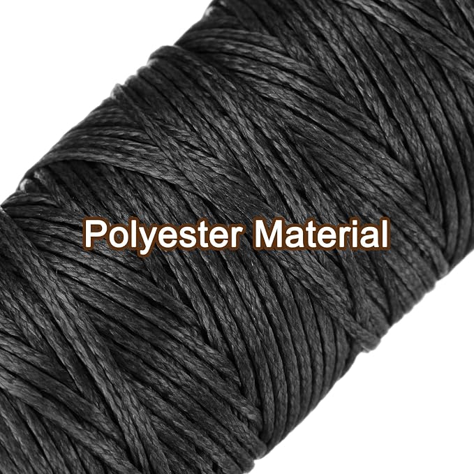 uxcell Leather Sewing Waxed Thread, 55 Yards / 50m 0.8mm 150D Flat Polyester - Image 3